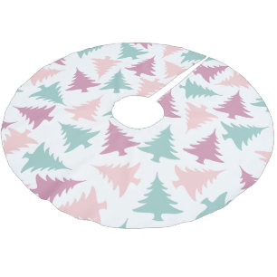 Christmas tree pattern pastel pink purple green brushed polyester tree skirt