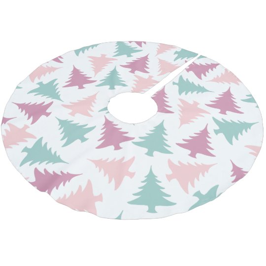 Christmas Tree Pattern Pastel Pink Purple Green Brushed Polyester Tree Skirt Zazzle Com