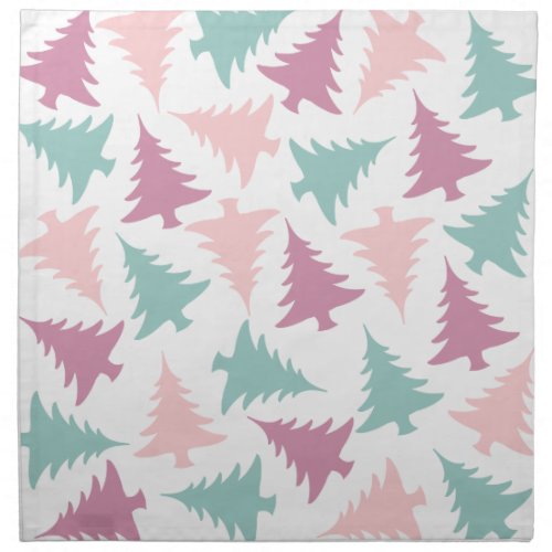 Christmas tree pattern pastel pink purple green napkin