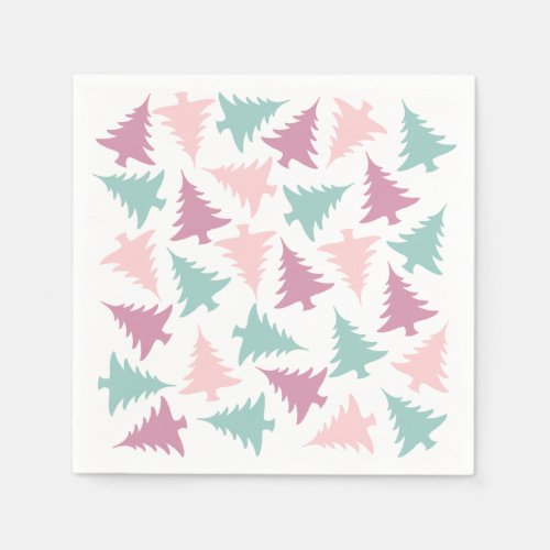 Christmas tree pattern pastel pink purple green paper napkins