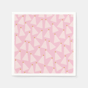 Christmas Tree Pattern Pink Napkins