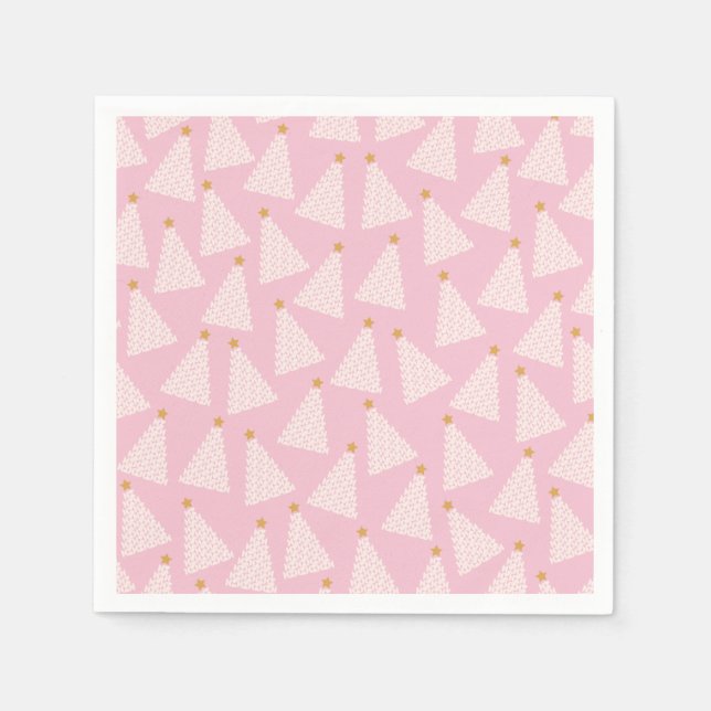 Christmas Tree Pattern Pink Napkins (Front)