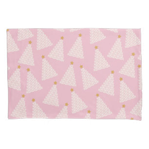 Christmas Tree Pattern Pink Pillow Case