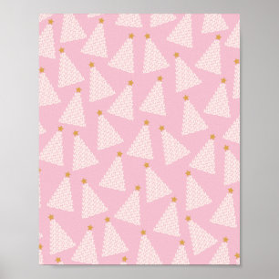 Christmas Tree Pattern Pink Poster