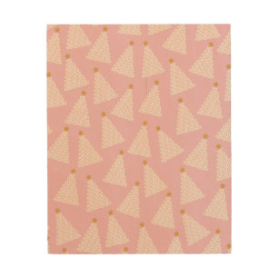 Christmas Tree Pattern Pink Wood Wall Art