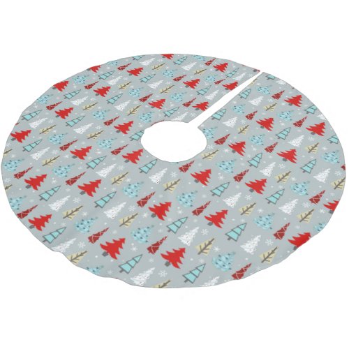Christmas Tree Pattern Red and Blue ID175 Brushed Polyester Tree Skirt