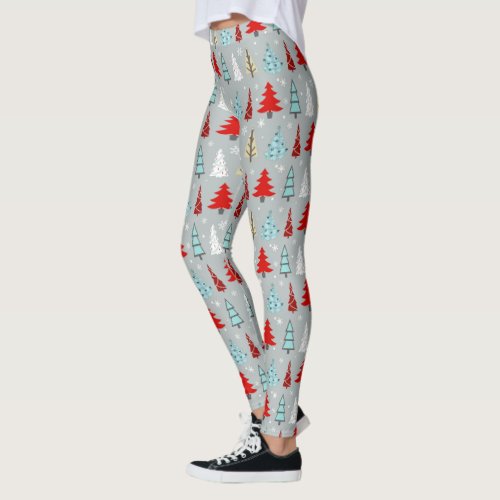 Christmas Tree Pattern Red and Blue ID175 Leggings
