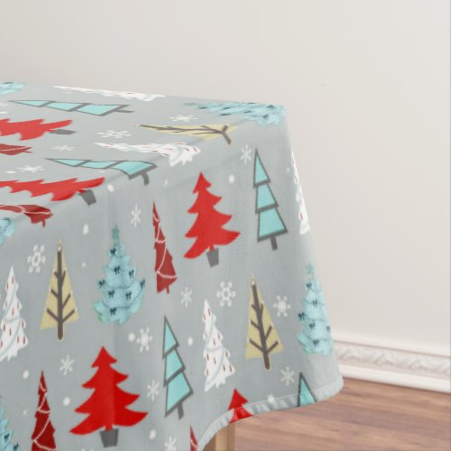 Christmas Tree Pattern Red and Blue ID175 Tablecloth