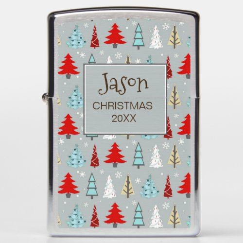 Christmas Tree Pattern Red and Blue ID175 Zippo Lighter