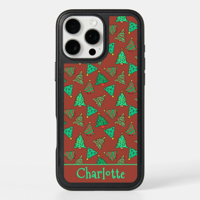 Christmas Tree Pattern Red Name Otterbox iPhone Case (Back)