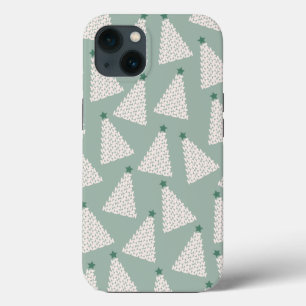 Christmas Tree Pattern Sage Green iPhone 13 Case