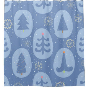 Christmas tree pattern shower curtain