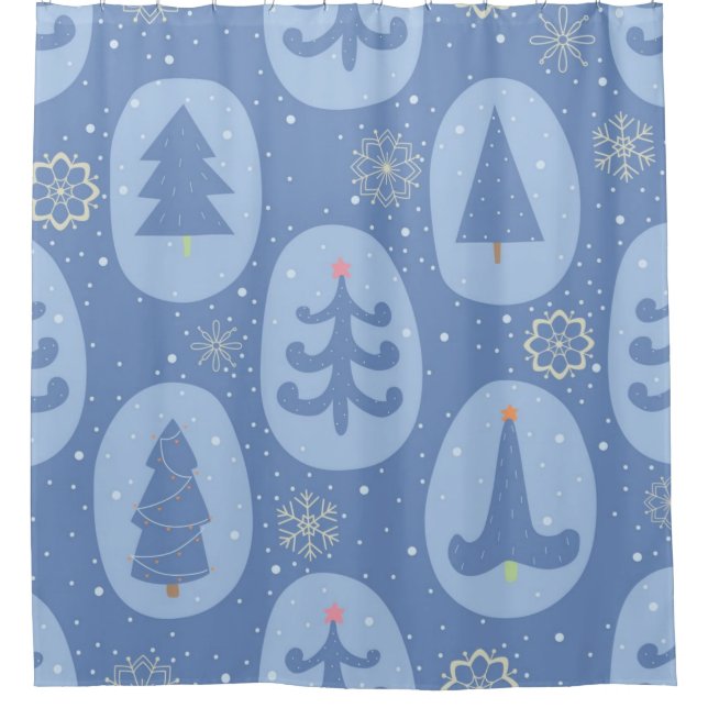 Christmas tree pattern shower curtain (Front)