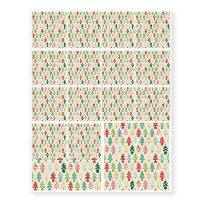 Christmas tree pattern temporary tattoos (Front)