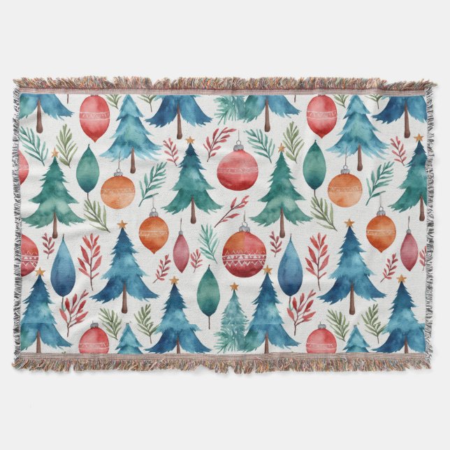 Christmas Tree Pattern Throw Blanket (Front)