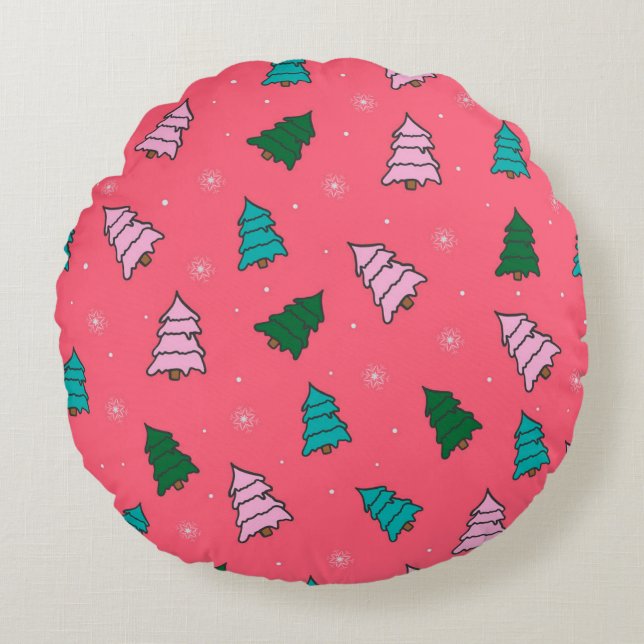 christmas tree pattern tissue paper medium   round pillow (Front)