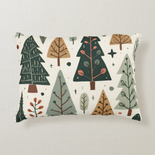 Christmas Tree Pattern vintage holiday Accent Pillow