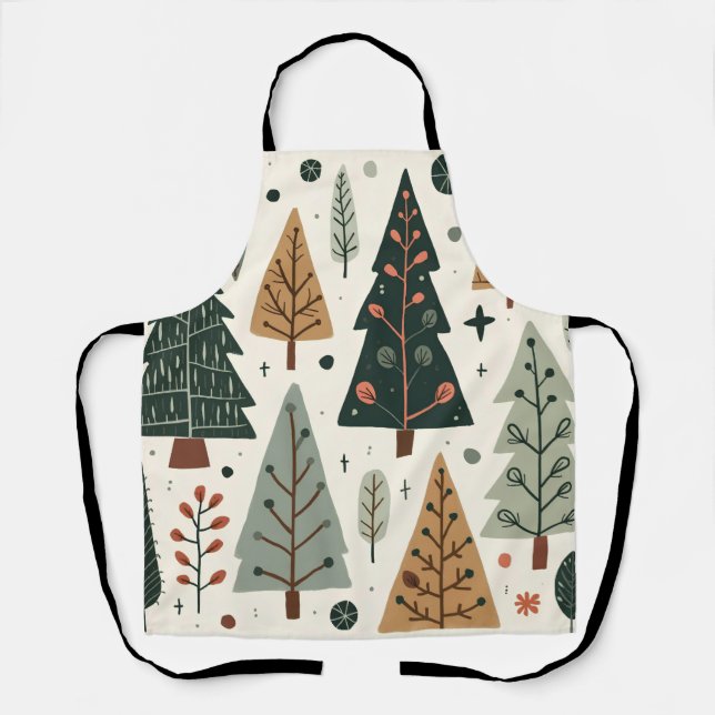  Christmas Tree Pattern vintage holiday  Apron (Front)