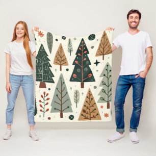 Christmas Tree Pattern vintage holiday Fleece Blanket