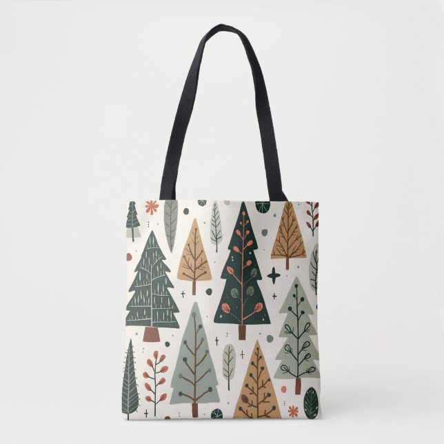  Christmas Tree Pattern vintage holiday  Tote Bag (Front)