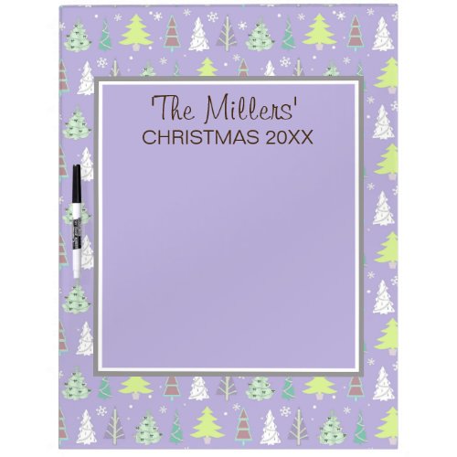 Christmas Tree Pattern Violet and Lime Green ID175 Dry Erase Board