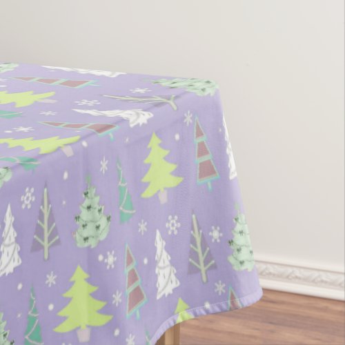 Christmas Tree Pattern Violet and Lime Green ID175 Tablecloth