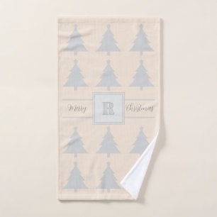 Christmas Tree Pattern With Custom Alphabet Bath Towel Set