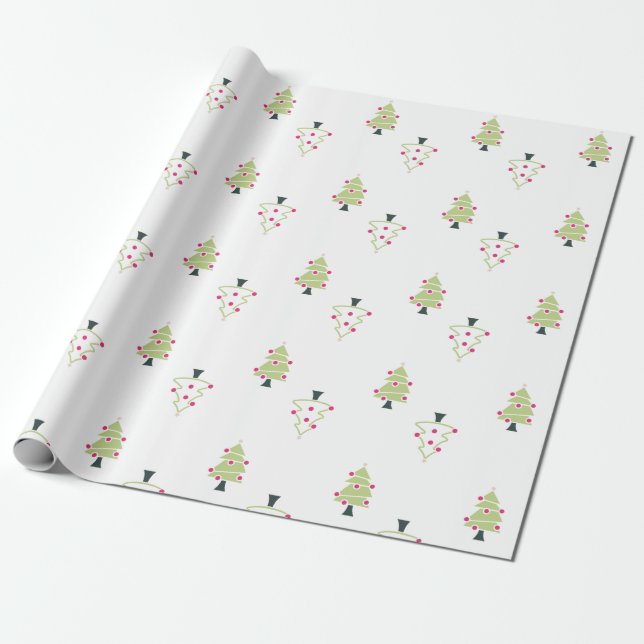 Christmas Tree Pattern Wrapping Paper (Unrolled)