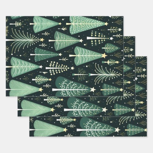Christmas Tree Pattern Wrapping Paper Sheets