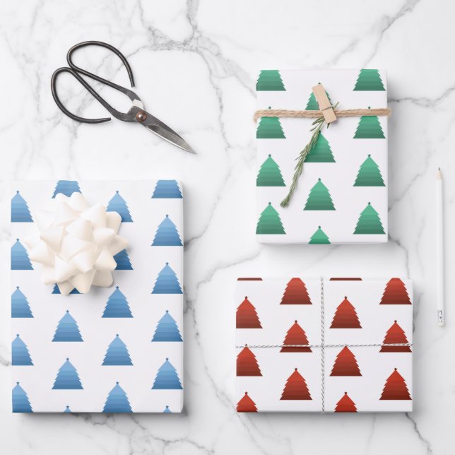 Christmas Tree Pattern Wrapping Paper Sheets (Front)