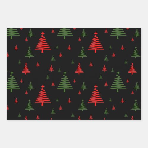 Christmas tree pattern wrapping paper sheets