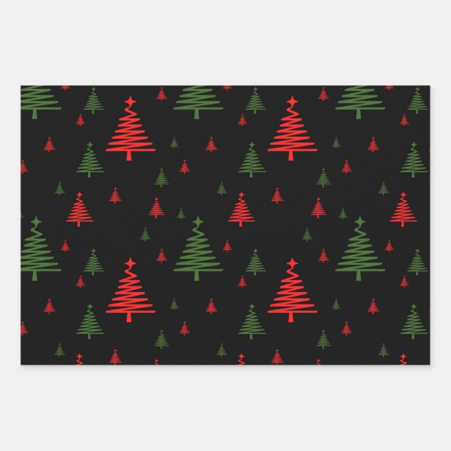 Christmas tree pattern wrapping paper sheets (Front)