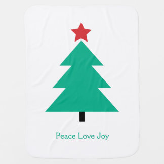Christmas Tree Peace Love Joy Baby Blanket