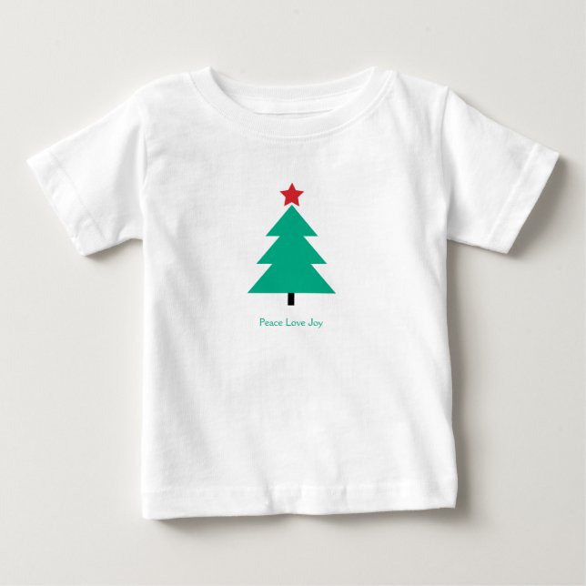 Christmas Tree Peace Love Joy Baby T-Shirt (Front)