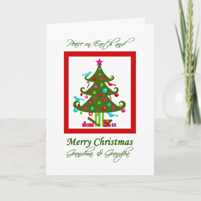 Christmas tree, Peace on Earth, for Grandparents Holiday Card (Front)