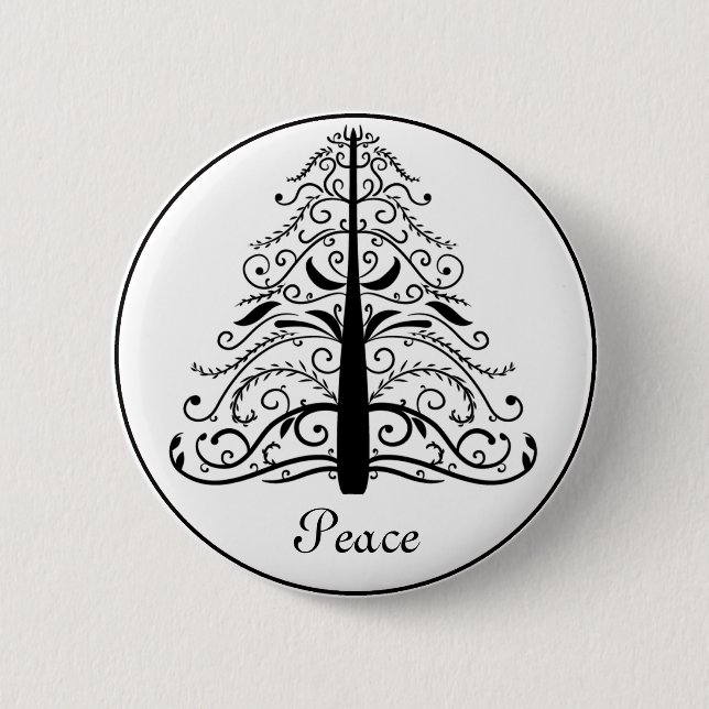 Christmas Tree Peace Pinback Button (Front)