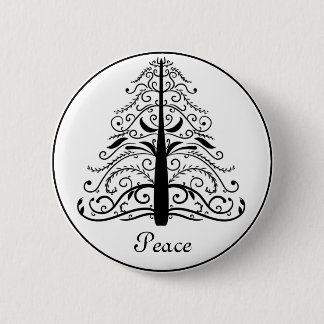 Christmas Tree Peace Pinback Button