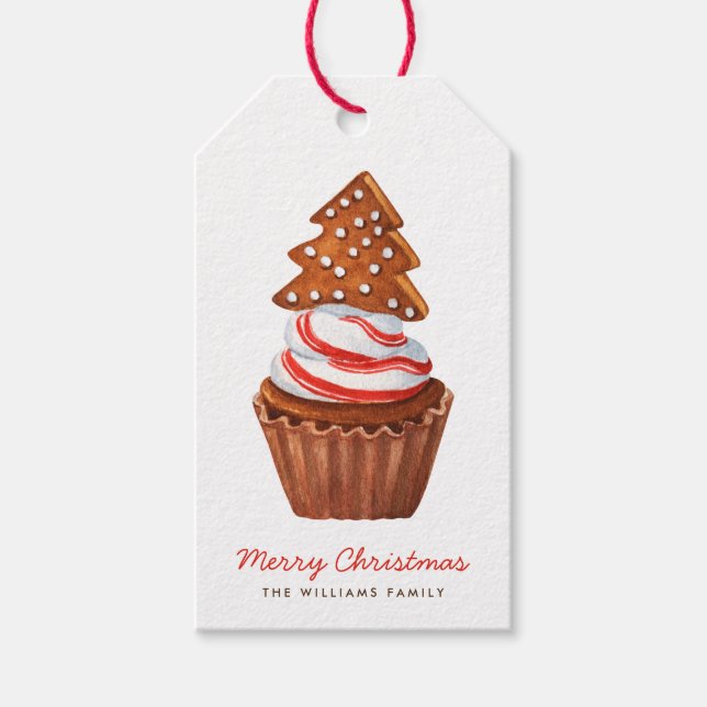 Christmas Tree & Peppermint Cupcake Gift Tags (Front)