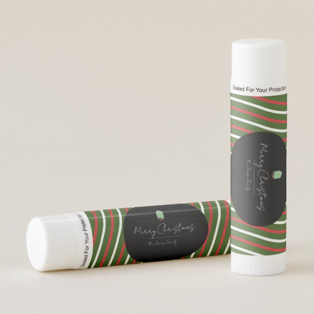 Christmas Tree Peppermint Stripes Family Name  Lip Balm (Front)