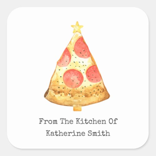 Christmas Tree Pepperoni Pizza From The Kitchen Of Square Sticker