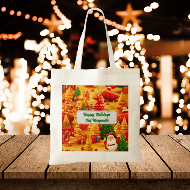 Christmas Tree Personalized Chef Gift Tote Bag (Creator Uploaded)