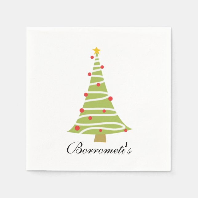 Christmas Tree Personalized Cocktail Napkin (Front)