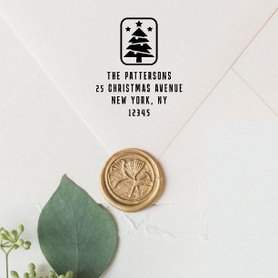 Christmas Tree Personalized Name Return Address Self-inking Stamp