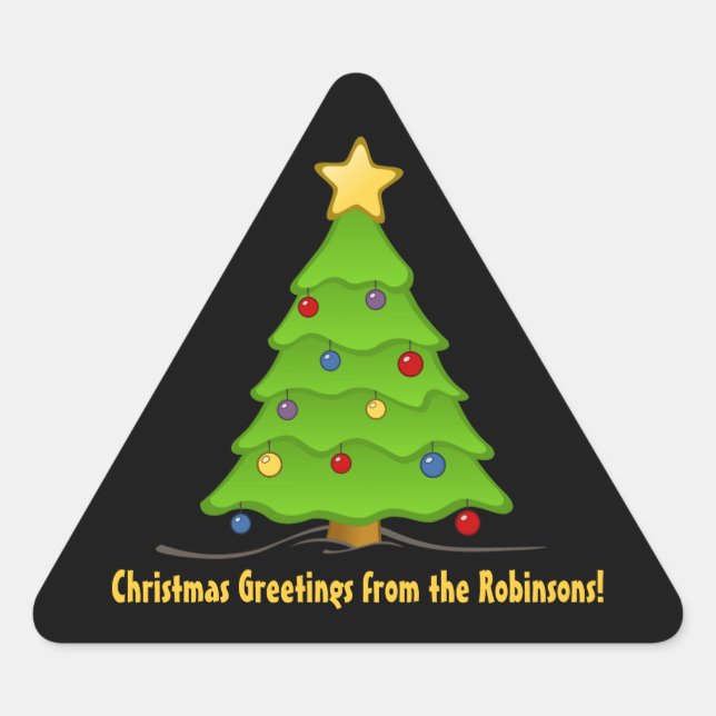Christmas Tree  Personalized Triangle Stickers (Front)