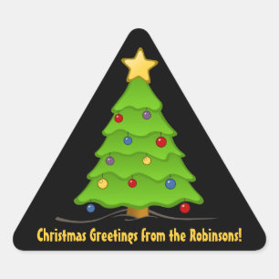 Christmas Tree  Personalized Triangle Stickers