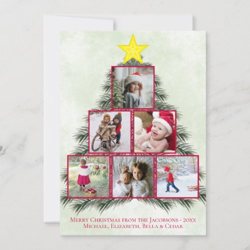Christmas Tree Photo Collage Cute Festive Holiday Card