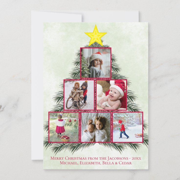 Christmas Tree Photo Collage Cute Festive Holiday Card Zazzle