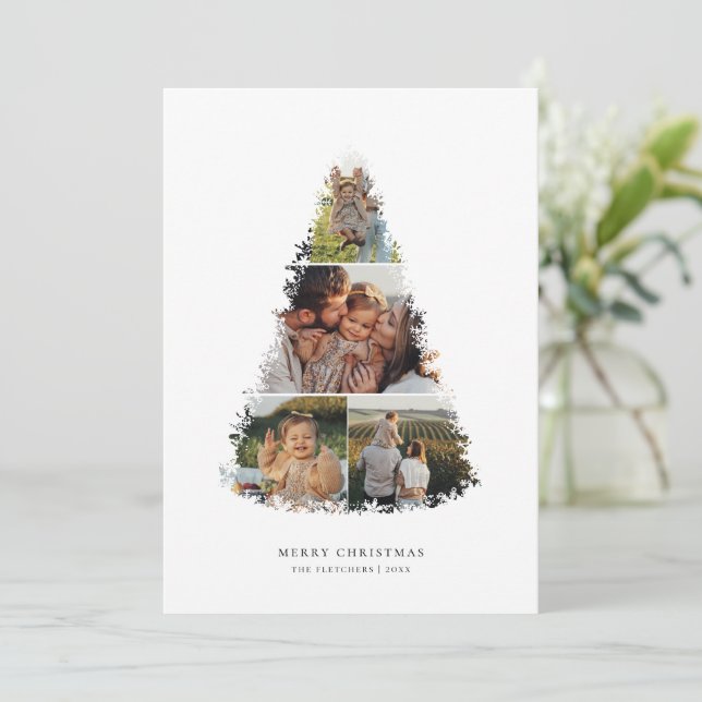 Christmas Tree Photo Collage Holiday Card (Standing Front)