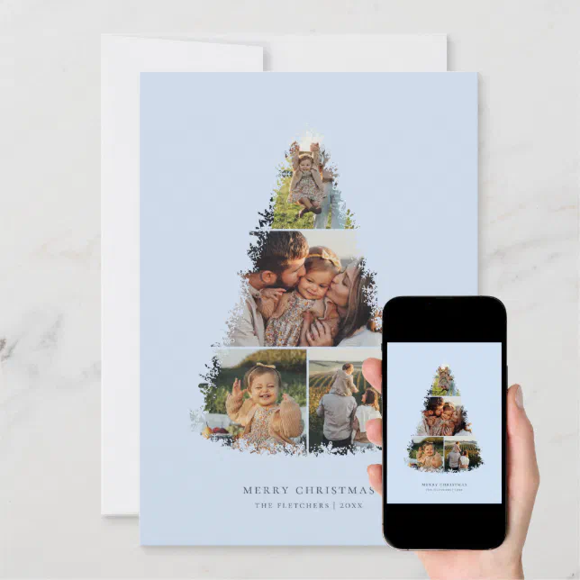 Christmas Tree Photo Collage Holiday Card Zazzle