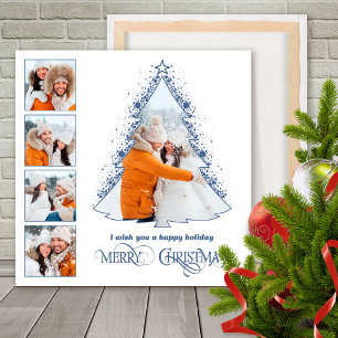 Christmas Tree Photo Collage — Modern Tree Blue Foam Board
